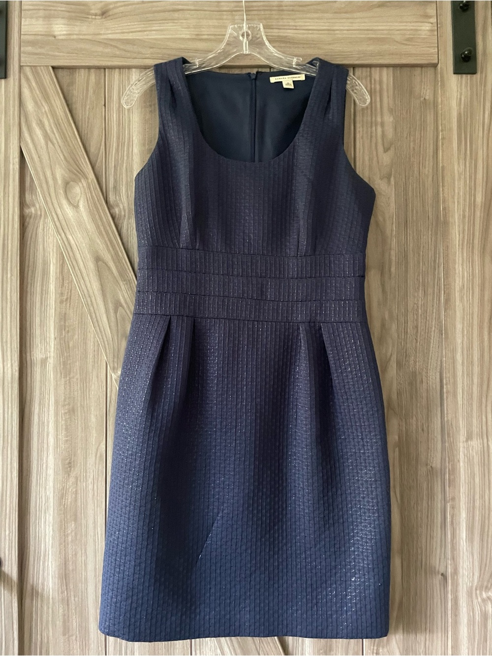 Banana Republic Navy Textured Sleeveless Midi Dress